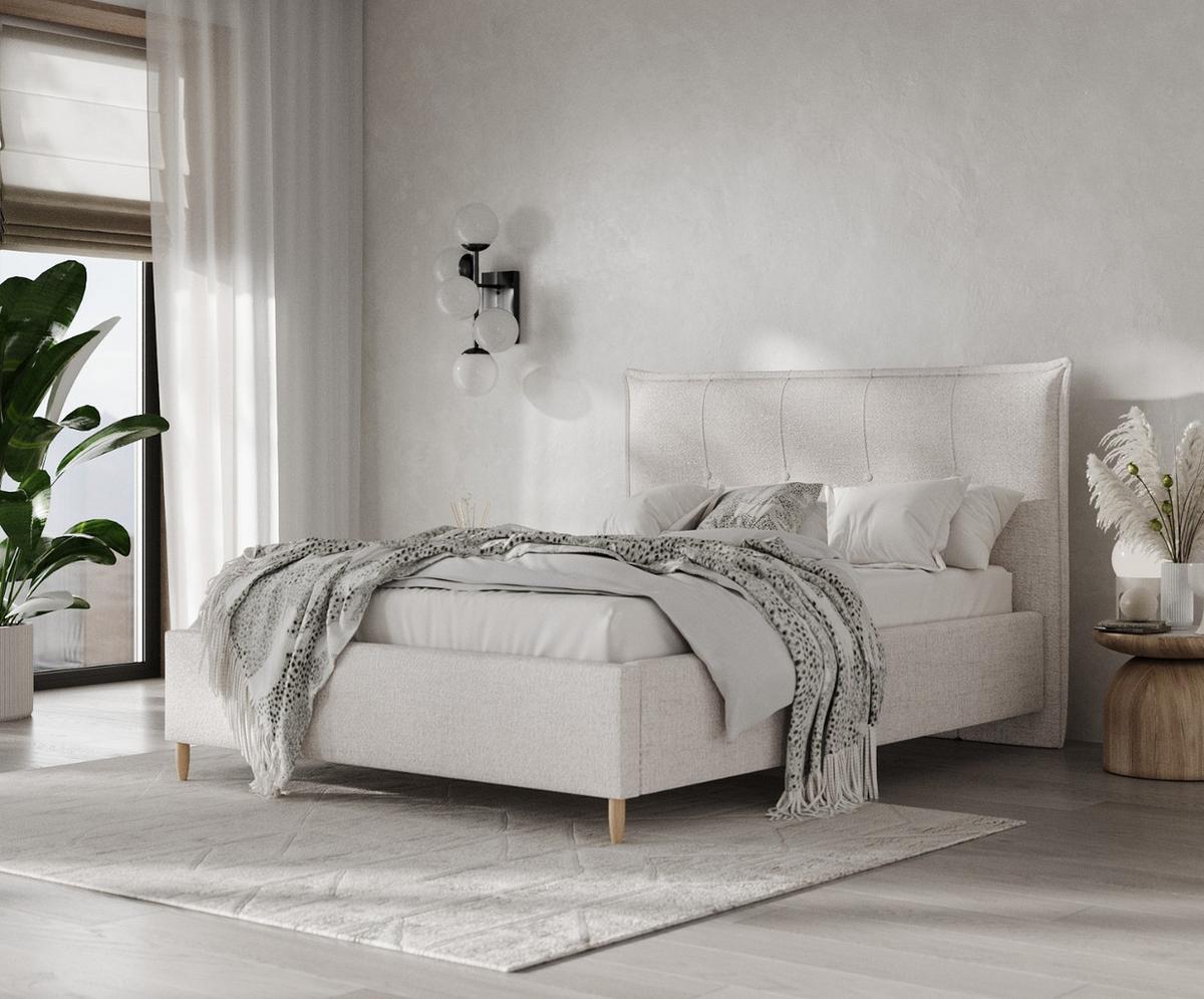 POLSTERBETT Plaza 180/200 cm Hellbeige im Neve Stoff - Sandfarben/Naturfarben, Holz/Holzwerkstoff (180/200cm) - AltaBeds