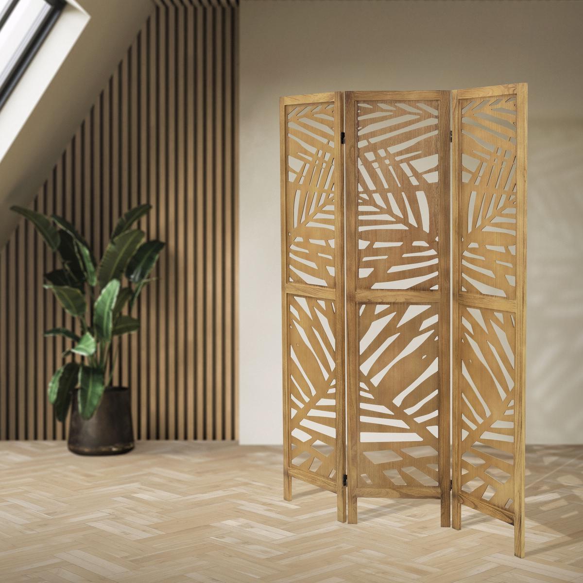 PARAVENT 3 teilig Kyoto 170x121 cm Natur aus Holz - Braun, Holz (121/170/2cm) - ML-DESIGN