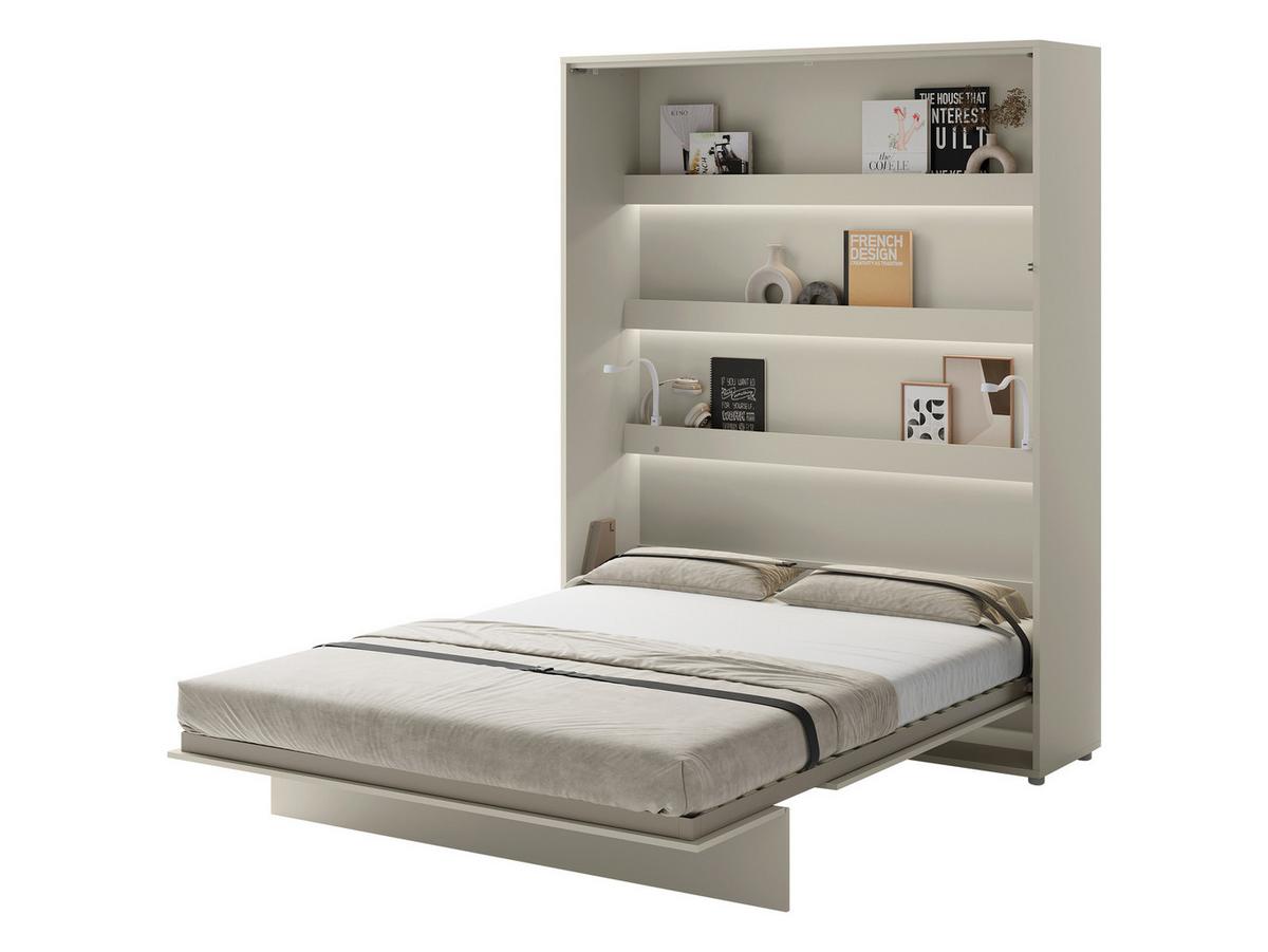 SCHRANKBETT Bed-Concept BC-12 160x200 mit zwei LED-Lampe - Kaschmir/Grau, Holz/Holzwerkstoff (160/200cm) - MIRJAN24