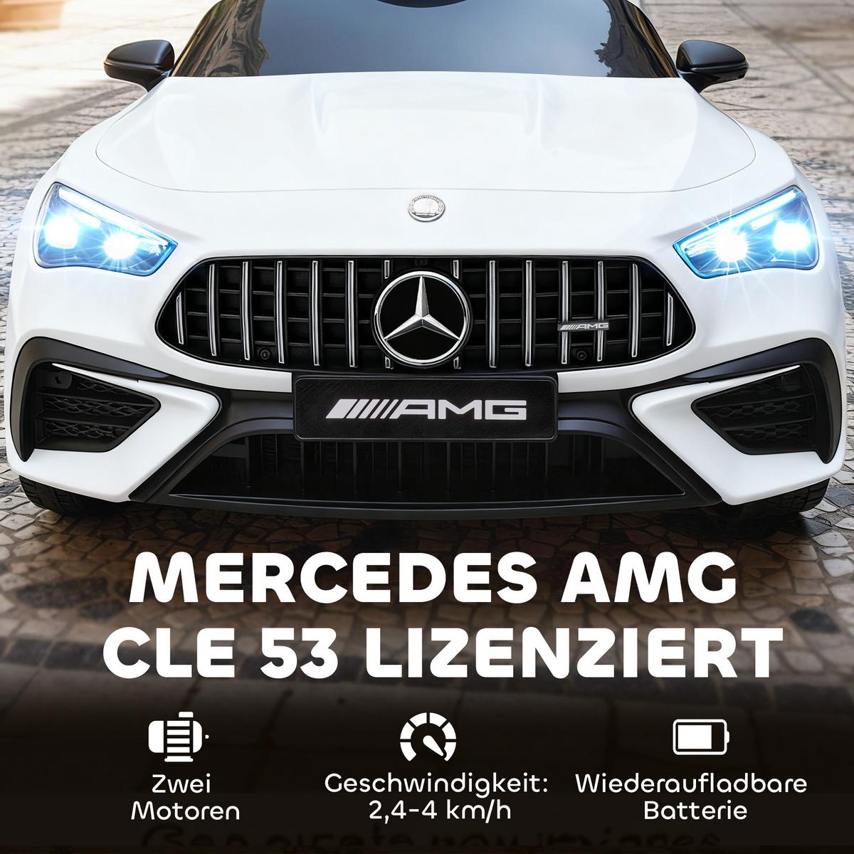KINDER-ELEKTROAUTO 2 x 12V Kinderauto mit Musik, MP3, Sanftem Start/Stopp - Weiß, Kunststoff (99/55/43cm) - AIYAPLAY