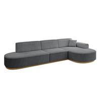 ECKSOFA Ottomane Rechts MARI-L2-v2 - 328x171x83 cm Dunkelgrau Cord - Dunkelgrau, Holzwerkstoff/Textil (171/328cm) - ALTDECOR