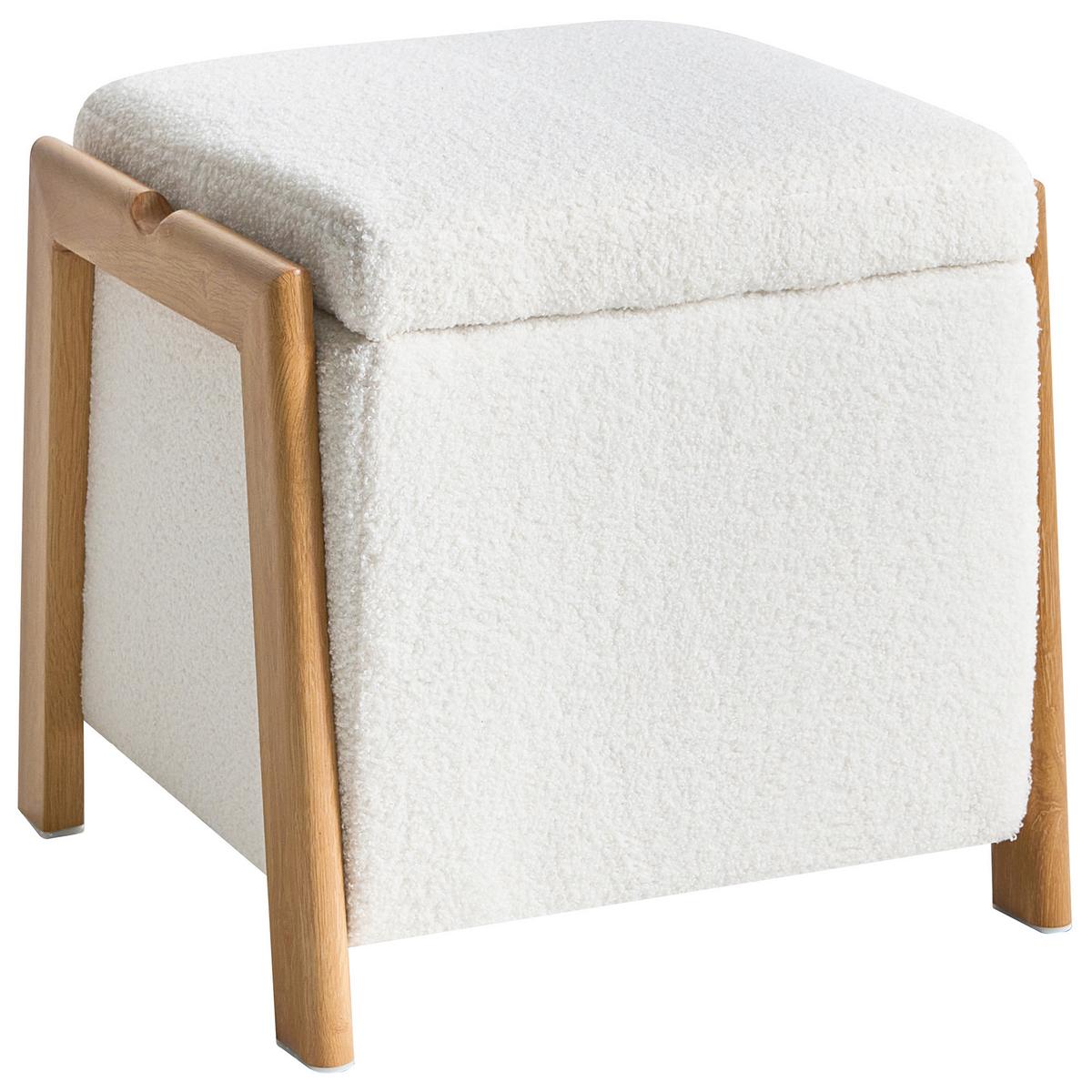 POUF mit Stauraum Bouclé 45 cm Weiß Edland - Weiß, Textil (45/44/43cm) - Beliani