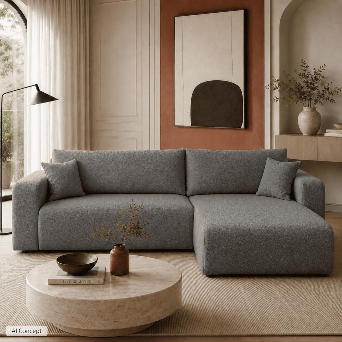 ECKSOFA VESPO XL mit Schlaffunktion und Bettzeugkasten - Graphitfarben, Textil (267/143cm) - Lookway