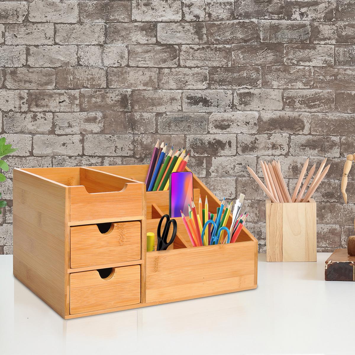 SCHREIBTISCHORGANIZER - Naturfarben, Holz (20.5/33/15.5cm) - HOMCOM