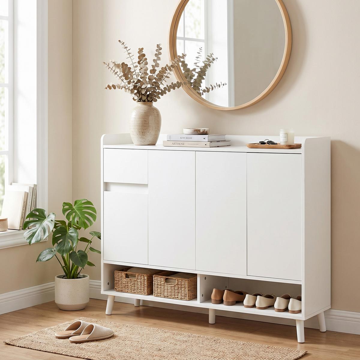 SIDEBOARD weiß stauraum kommode schrank - Weiß, Holzwerkstoff (120/99/35cm) - Urban Meuble