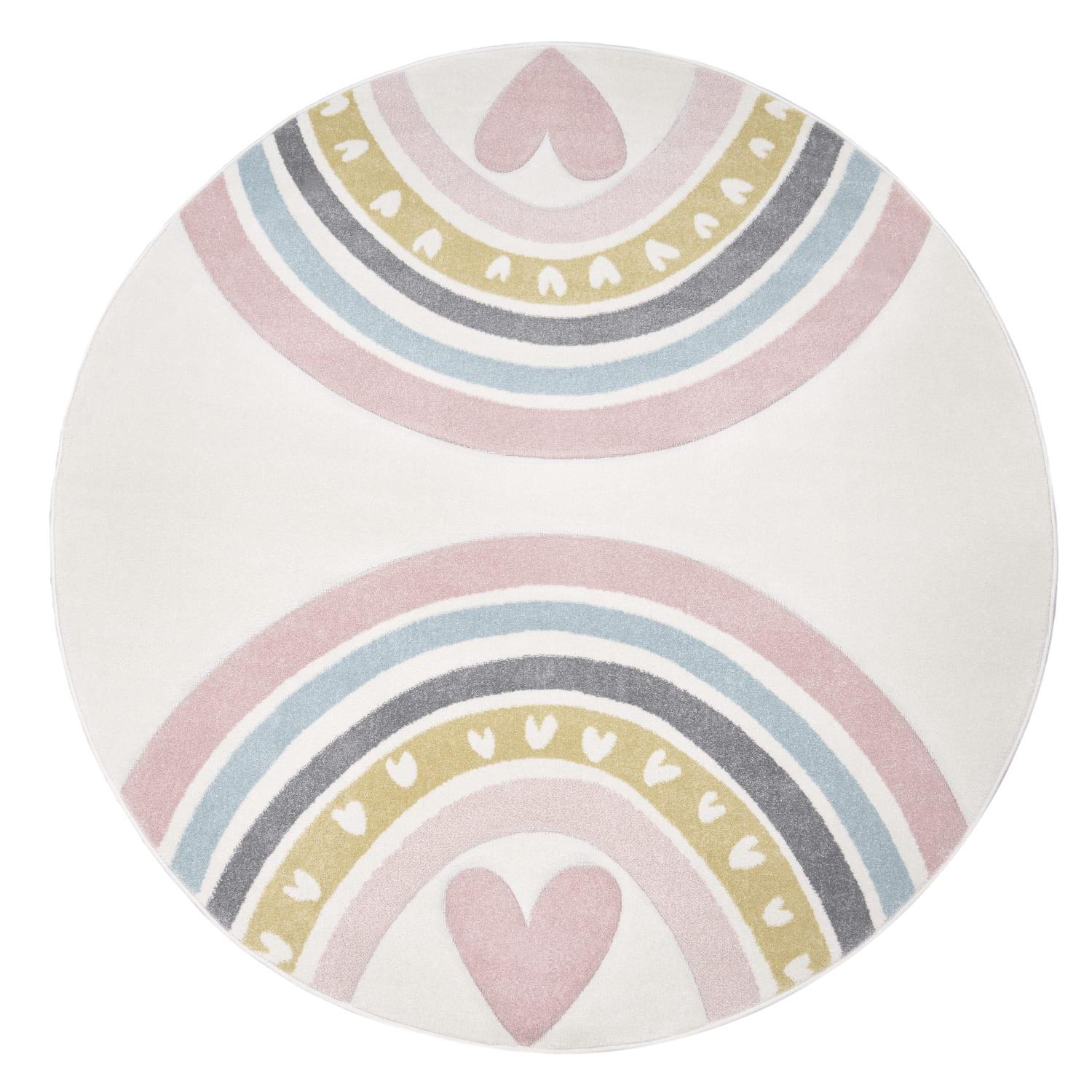 KINDERTEPPICH, mit Regenbogen- und Herz-Motiv, Rosa, Ø 200 cm - Rosa, Textil (200/200cm) - KADIMA DESIGN