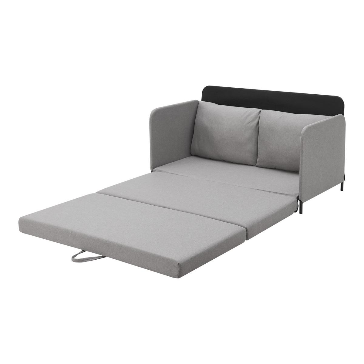 SCHLAFSOFA Soini - Hellgrau, Textil/Metall (125/78/67cm) - [en.casa]