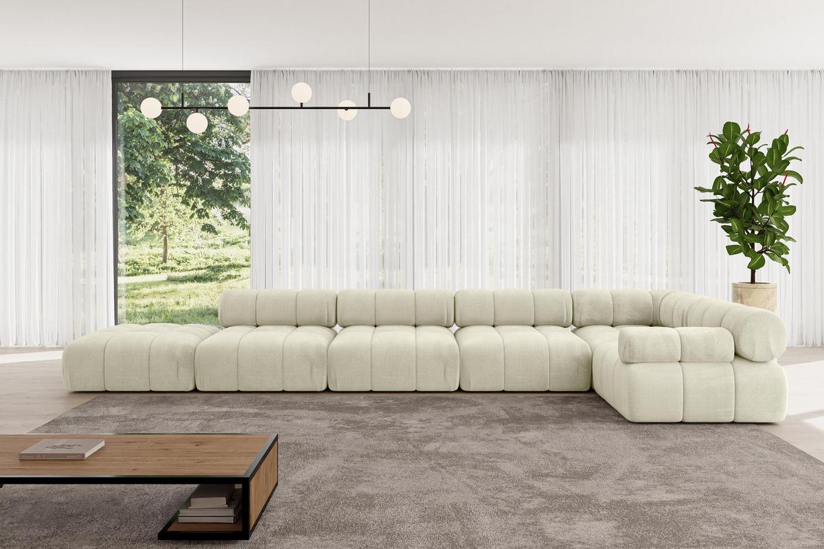 ECKSOFA modulares Sofa Felto-L3 - 475x190x70 cm Beige Velours - Beige, Holzwerkstoff/Textil (475/190cm) - ALTDECOR