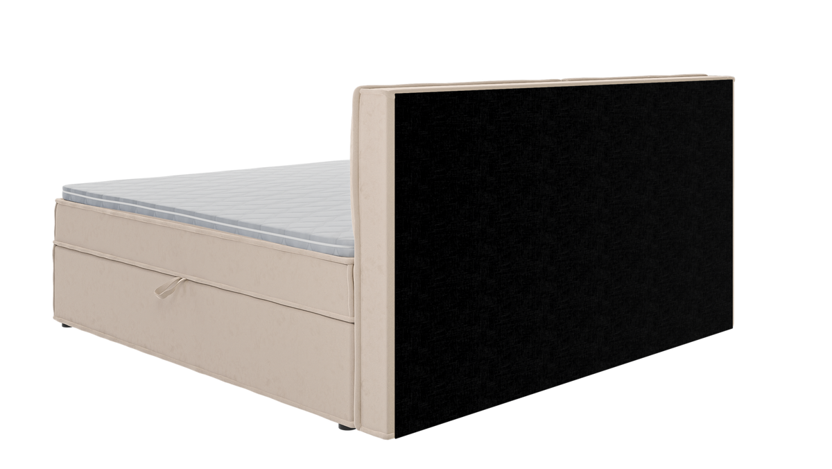 BOXBETT Eclipse 200/200 cm Beige Luxusmicrofaser - Beige/Schwarz, Holz/Kunststoff (200/200cm) - S-Style Möbel