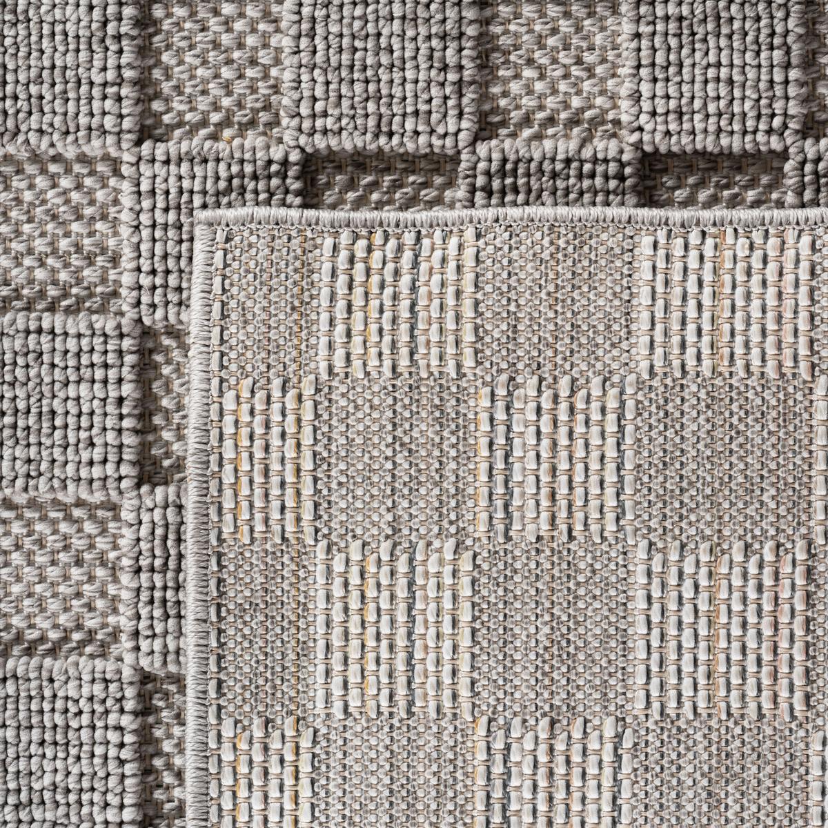TEPPICH Flachgewebe LANGAU in Silber, mit Schachbrettmuster, 120 x 170 cm - Silberfarben, Textil (120/170cm) - KADIMA DESIGN