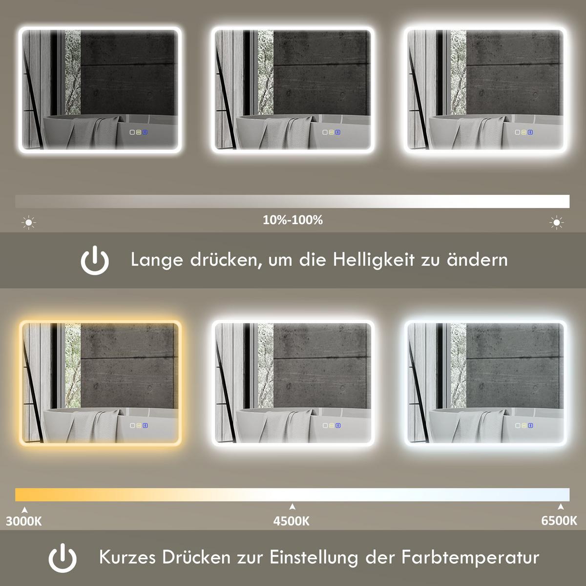 BADSPIEGEL Gehärtetes Glas Silber - Silberfarben, Glas (3.5/70/90cm) - HOMCOM