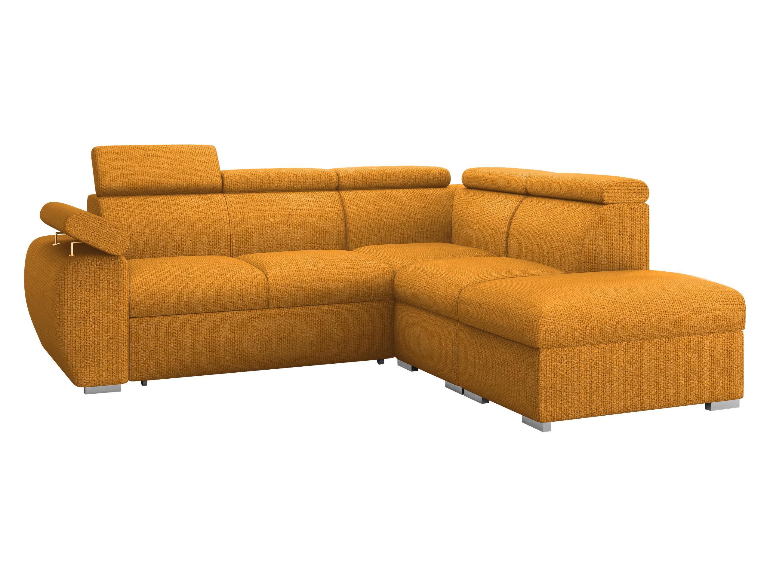 ECKSOFA Boston 2RR1P, Seite: Rechts 2R+R+1P(65)+PUFAP - Currygelb/Silberfarben, Holz/Textil (260/230cm) - MIRJAN24