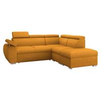 ECKSOFA Boston 2RR1P, Seite: Rechts 2R+R+1P(65)+PUFAP - Currygelb/Silberfarben, Holz/Textil (260/230cm) - MIRJAN24