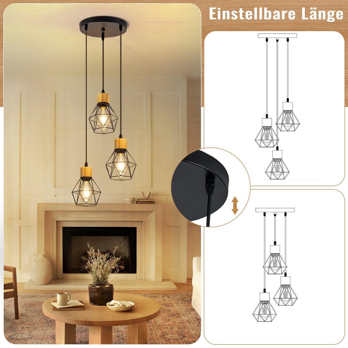 PENDELLEUCHTE BENJAMIN Ⅲ 24/15/146 cm - Schwarz, Metall (24/15/146cm) - Nettlife