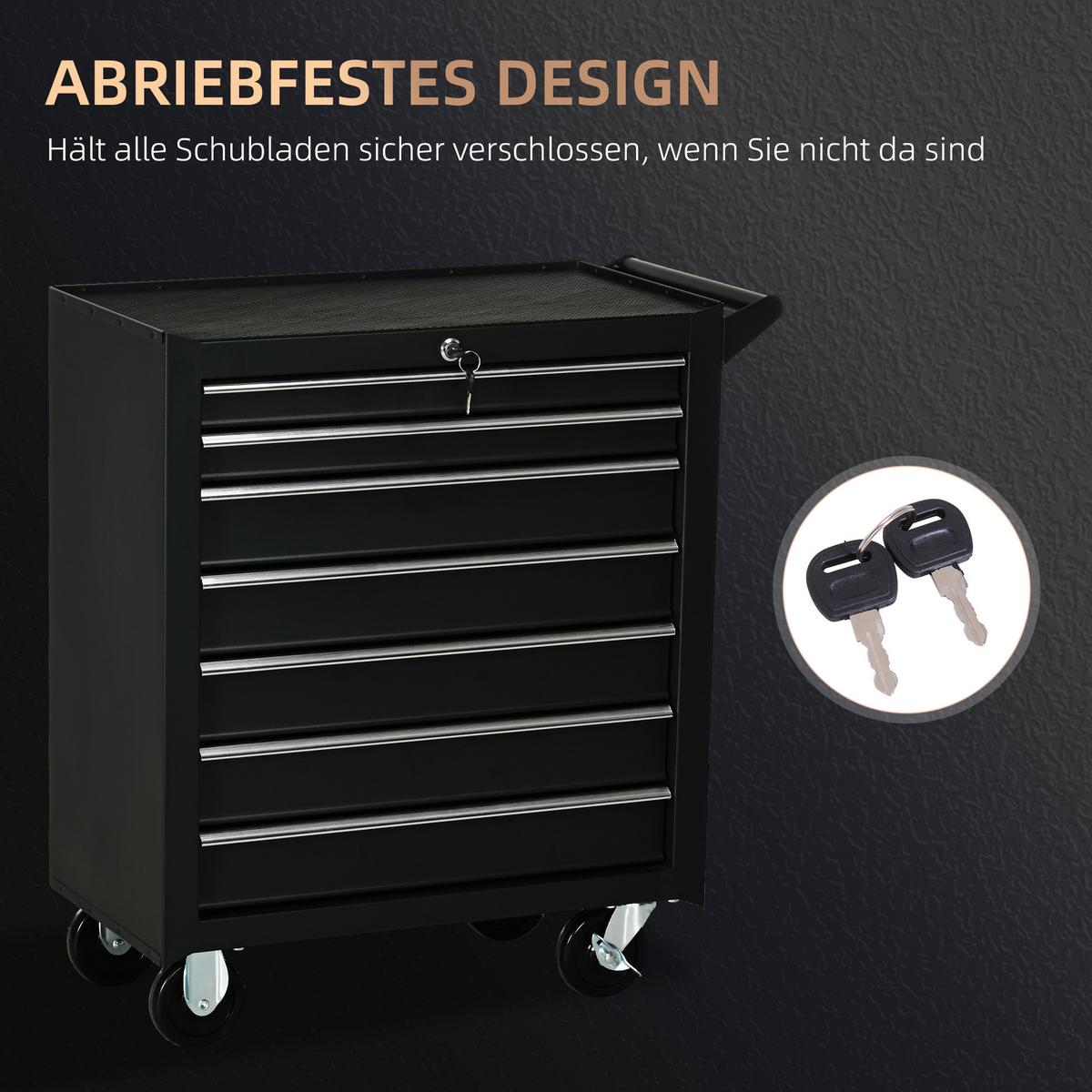 WERKSTATTWAGEN Stahl Schwarz - Schwarz, Metall (33/75/69cm) - DURHAND