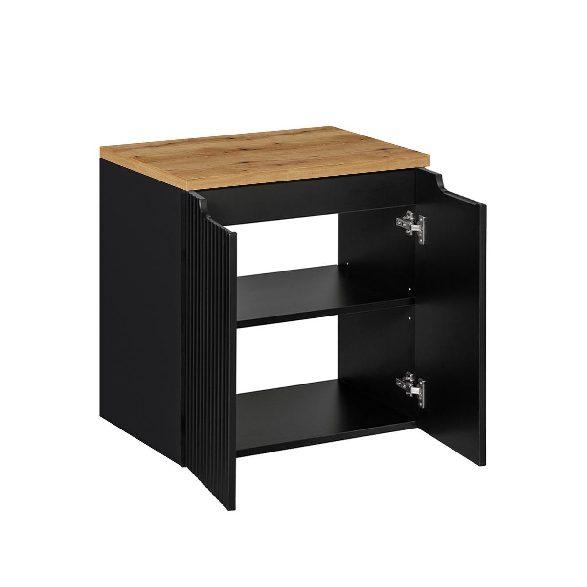 WASCHTISCHUNTERSCHRANK 60cm Riva Schwarz und Holz - Schwarz, Holzwerkstoff (60/57/40cm) - Petits-meubles