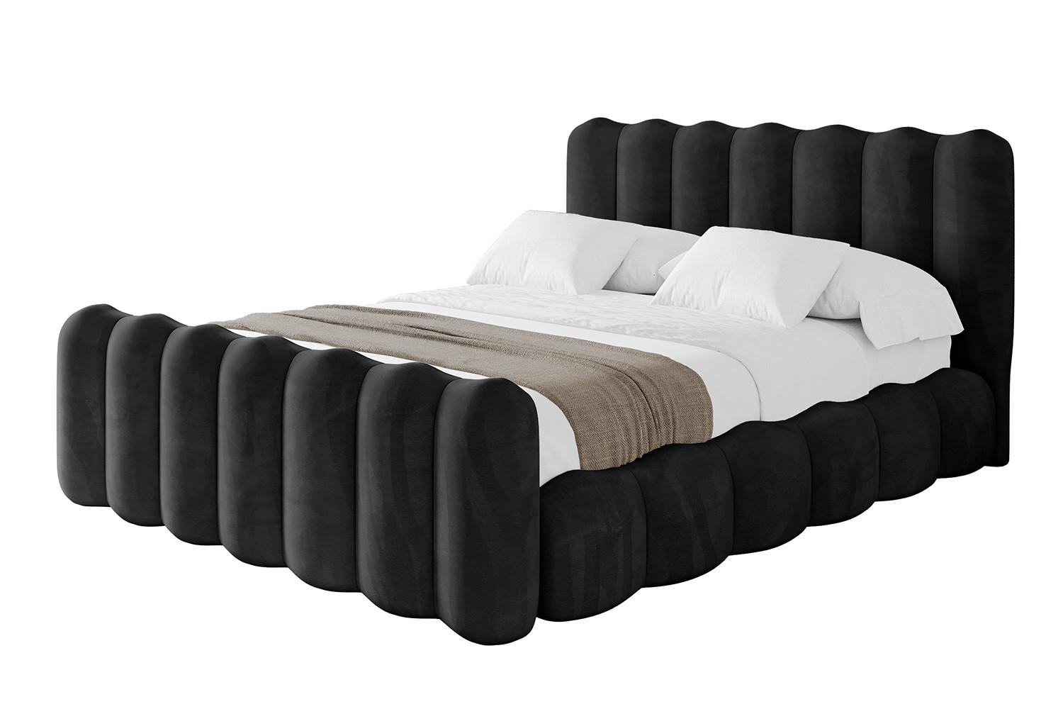 POLSTERBETT mit Bettkasten, Fußteil und Lattenrost, Bett mit Matratze H3/H4 - SORA-Z 180x200 Schwarz - Schwarz, Holzwerkstoff/Textil (180/200cm) - ALTDECOR