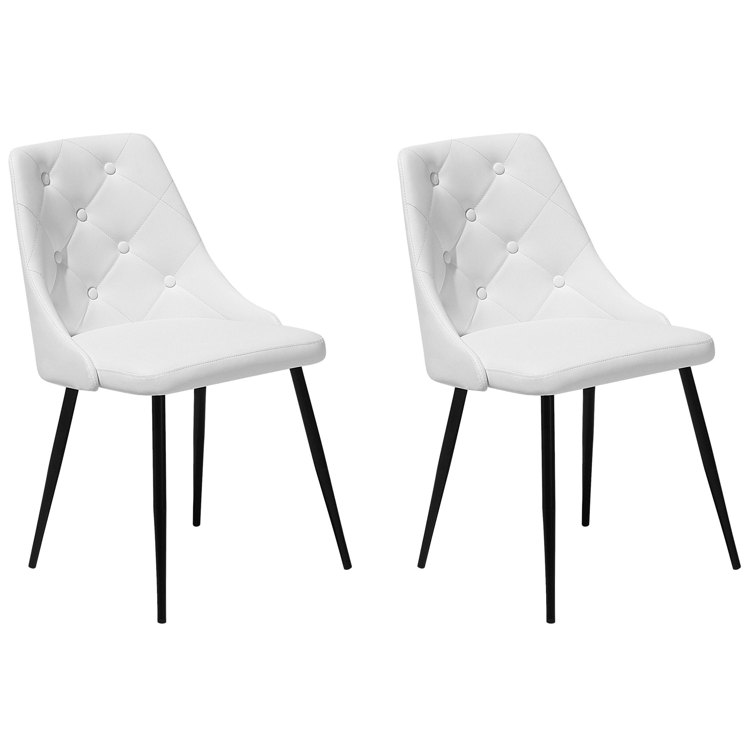 ESSZIMMERSTUHL 2er-Set Kunstleder Weiß Valerie - Weiß, Textil/Metall (49/81/59cm) - Beliani