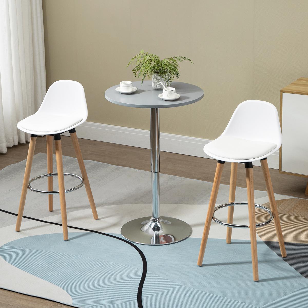 BARHOCKER, Kunstleder, Buchenholz, Weiß - Weiß, Kunststoff (43/91/43cm) - HOMCOM