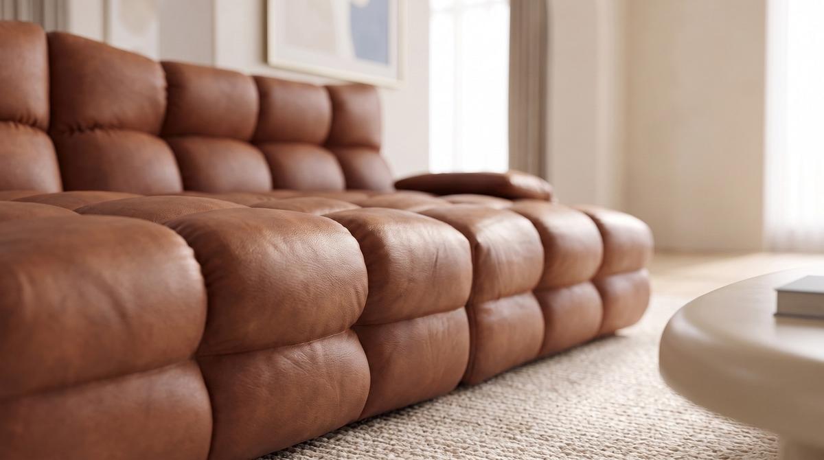 BIG SOFA AMIA Braun Lederfaserstoff - Schwarz/Braun, Leder/Kunststoff (290/86/178cm) - KAWOLA