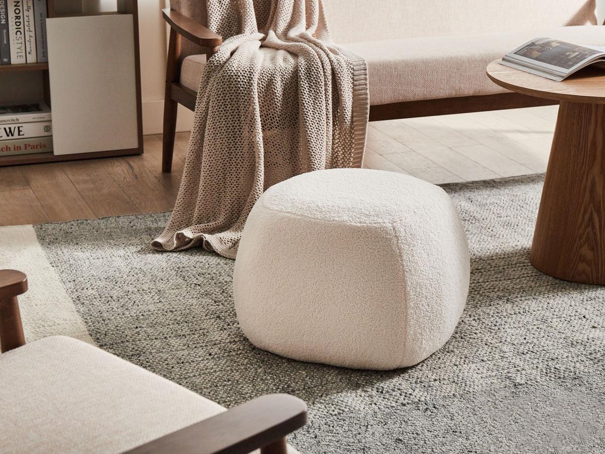 POUF Cremeweiß Barron - Weiß, Textil (50/33/50cm) - Beliani