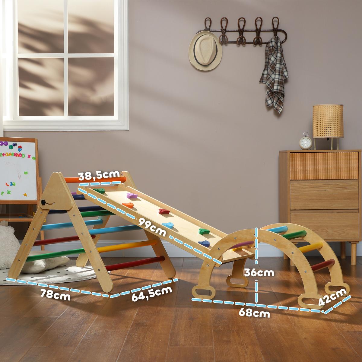KLETTERGERÜST - Multicolor, Holzwerkstoff (64.5/59/178cm) - AIYAPLAY