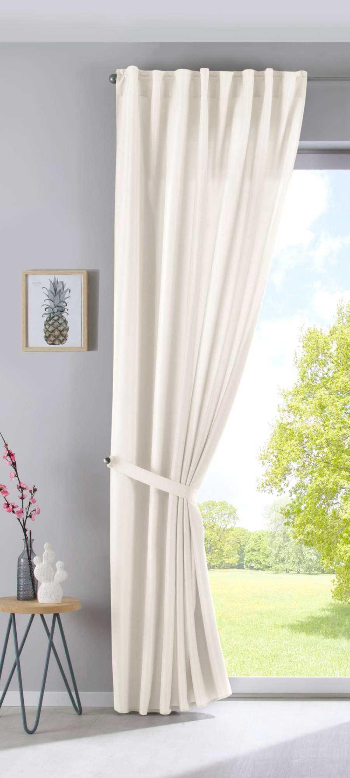 SCHLAUFENGARDINE »Jena« HxB 250x140 cm Creme - Creme, Textil (140/250cm) - Gardinenbox