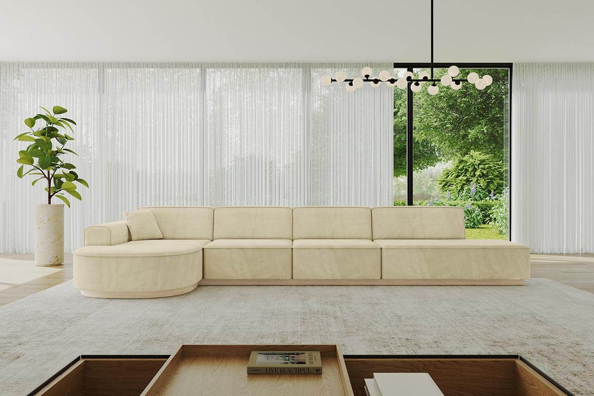 ECKSOFA Ottomane Links ARRIO-L3 - 413x171x83 cm Beige - Beige, Holzwerkstoff/Textil (413/171cm) - ALTDECOR
