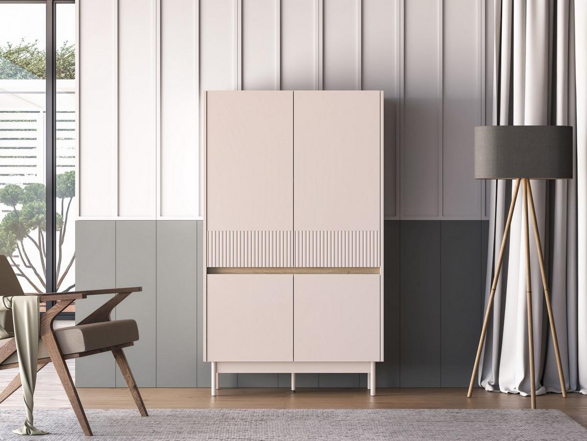 HIGHBOARD Dunea Kaschmirgrau/Eichenholzoptik 92 cm - Taupe, Holzwerkstoff/Metall (92/156/40cm) - Selsey