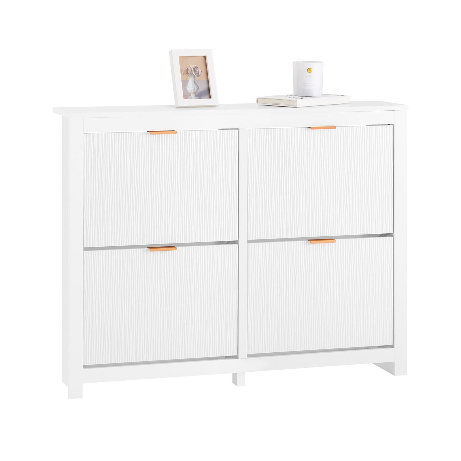 SCHUHSCHRANK Weiß 104x82x23cm - Weiß, Holzwerkstoff/Metall (104/82/23cm) - SoBuy