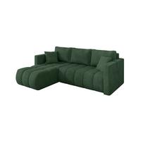 ECKSOFA mit Schlaffunktion Ottomane Links GARD-L 226x146x85 Grün Cord - Dunkelgrün/Schwarz, Holzwerkstoff/Kunststoff (226/146cm) - ALTDECOR