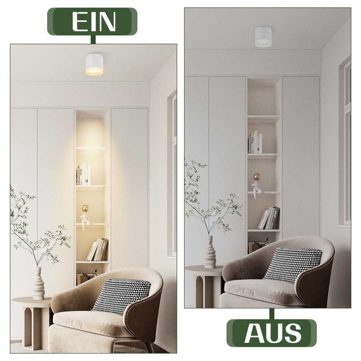 AUFBAULEUCHTE Euskirchen II 8.3/8.3/8.5cm - Weiß, Metall (8.3/8.3/8.5cm) - Nettlife