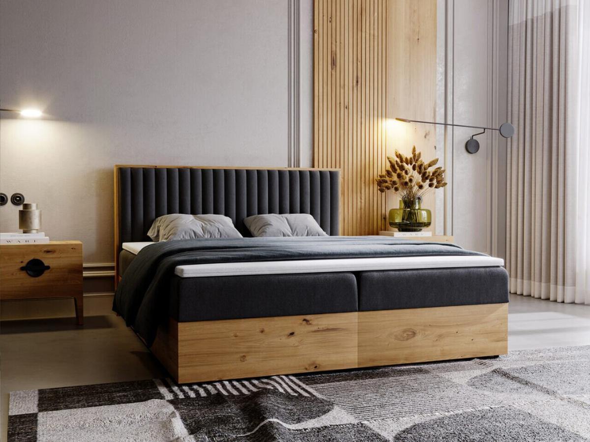 BOXBETT Forest 160x200 Anthracite - Anthrazit, Holz/Textil (160/200cm) - Graingold