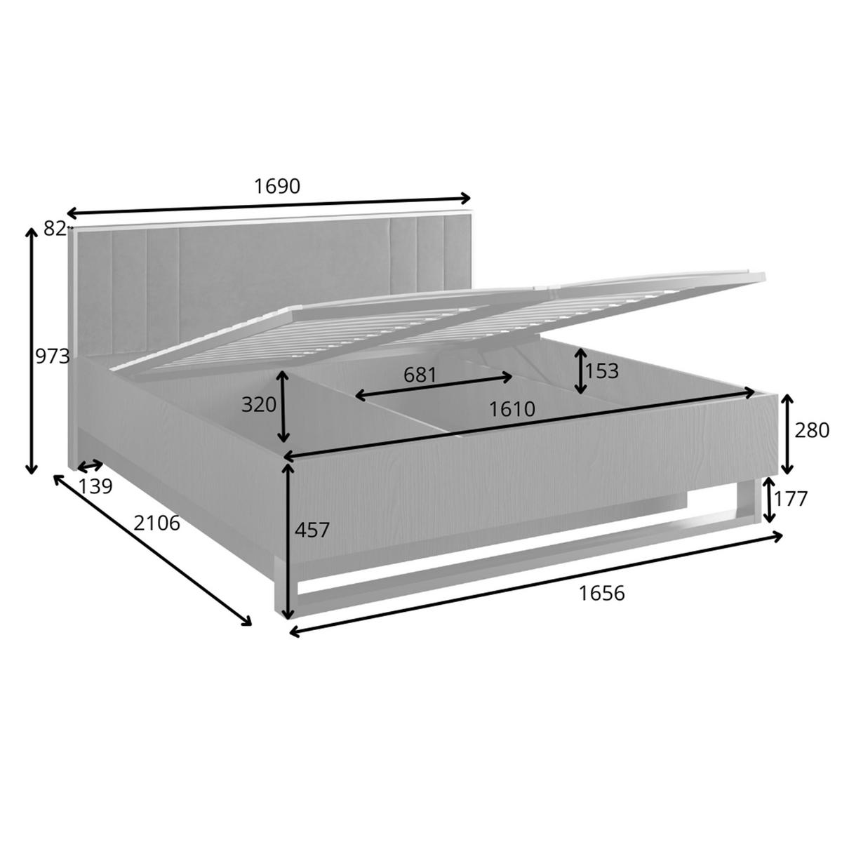 POLSTERBETT Brunelli Schwarz 169/97,3/207,4 cm – mit Bettkasten - Schwarz, Holzwerkstoff (160/200cm) - AX Living