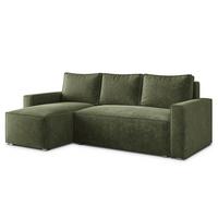 ECKSOFA POTARO LM Grün Chenille mit Schlaffunktion - Grün, Holzwerkstoff/Textil (232/140cm) - MASSENO