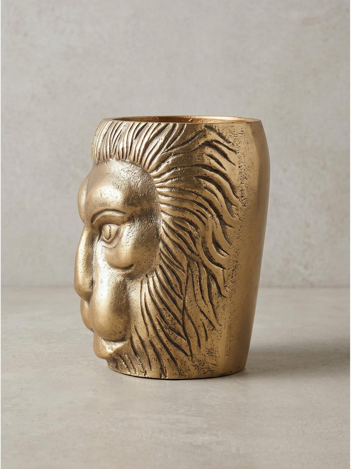 METALLVASE DENDER, Aluminium, handgefertigt, Gold, Ø 18 x 21 cm - Goldfarben, Metall (21cm) - KADIMA DESIGN
