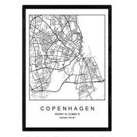 POSTER Kopenhagen Stadtkarte – Nordisch A3 Schwarzer Rahmen - Schwarz, Papier (29.7/5/42cm) - Nacnic