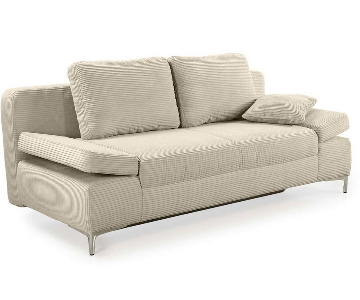 SCHLAFSOFA mit Bettkasten, Federkern, Armlehnen verstellbar B202/T103/H89 cm, Liegefläche 144x198 cm, Cord Beige Grau / 15203 - Chromfarben/Greige, Textil/Metall (202/89/103cm) - luma-home