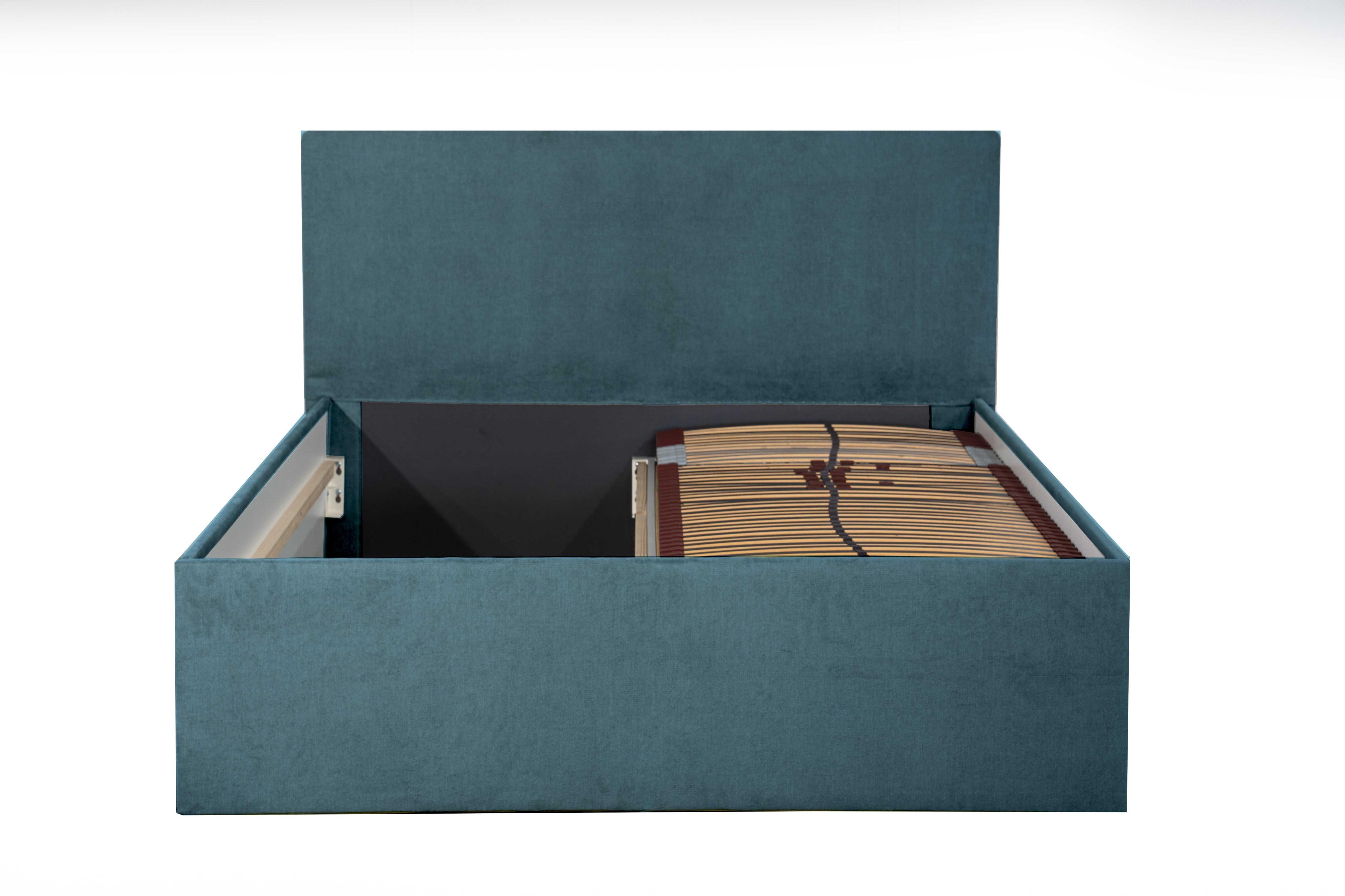 POLSTERBETT Gent Blau 180 x 200 x 32 cm Stauraum Ohne Matratze und Lattenrost - Blau, Holz (180/200cm) - Halmon Schlafkomfort Betten 