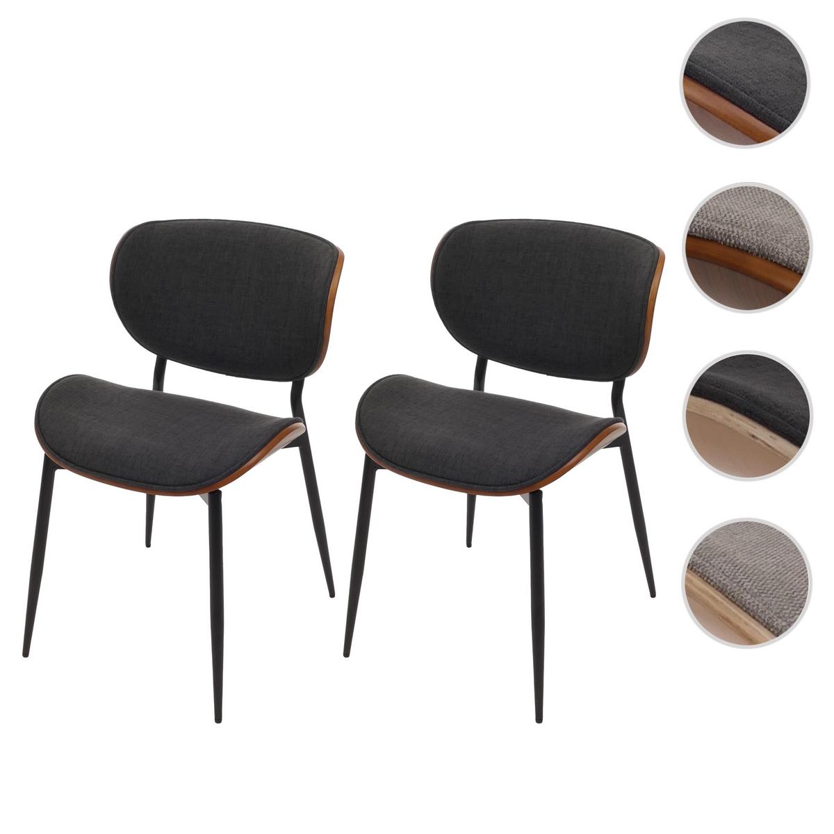 ESSZIMMERSTUHL Walnuss Dekor, Dunkelgrau - Dunkelgrau/Walnussfarben, Textil (51/80/55cm) - MCW