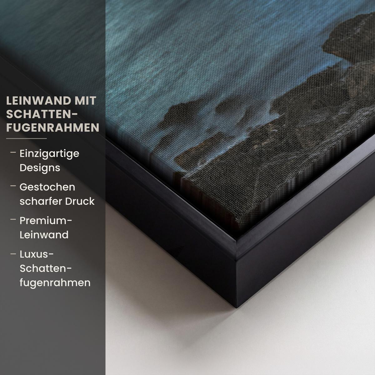 LEINWAND Bilder mit Rahmen - New York - Skyline - Stadt - Blau - 50x50 - Blaugrau, Textil (50/50cm) - MuchoWow