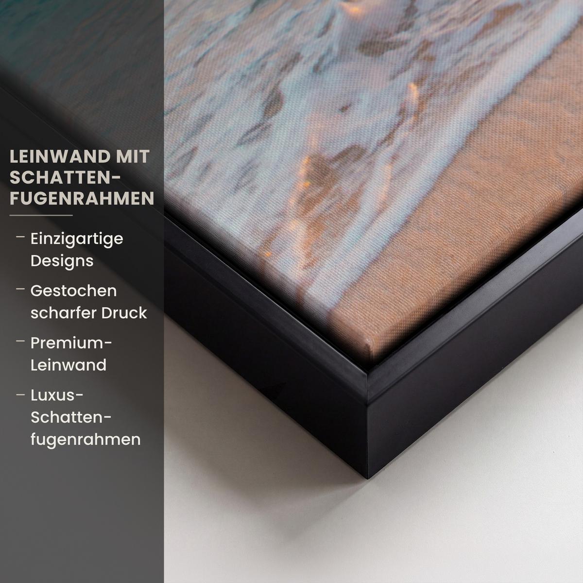 LEINWAND Bilder mit Rahmen - Sonnenuntergang - Strand - Meer - Sommer - Blau - 50x50 - Multicolor, Textil (50/50cm) - MuchoWow