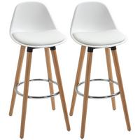 BARHOCKER, Kunstleder, Buchenholz, Weiß - Weiß, Kunststoff (43/91/43cm) - HOMCOM