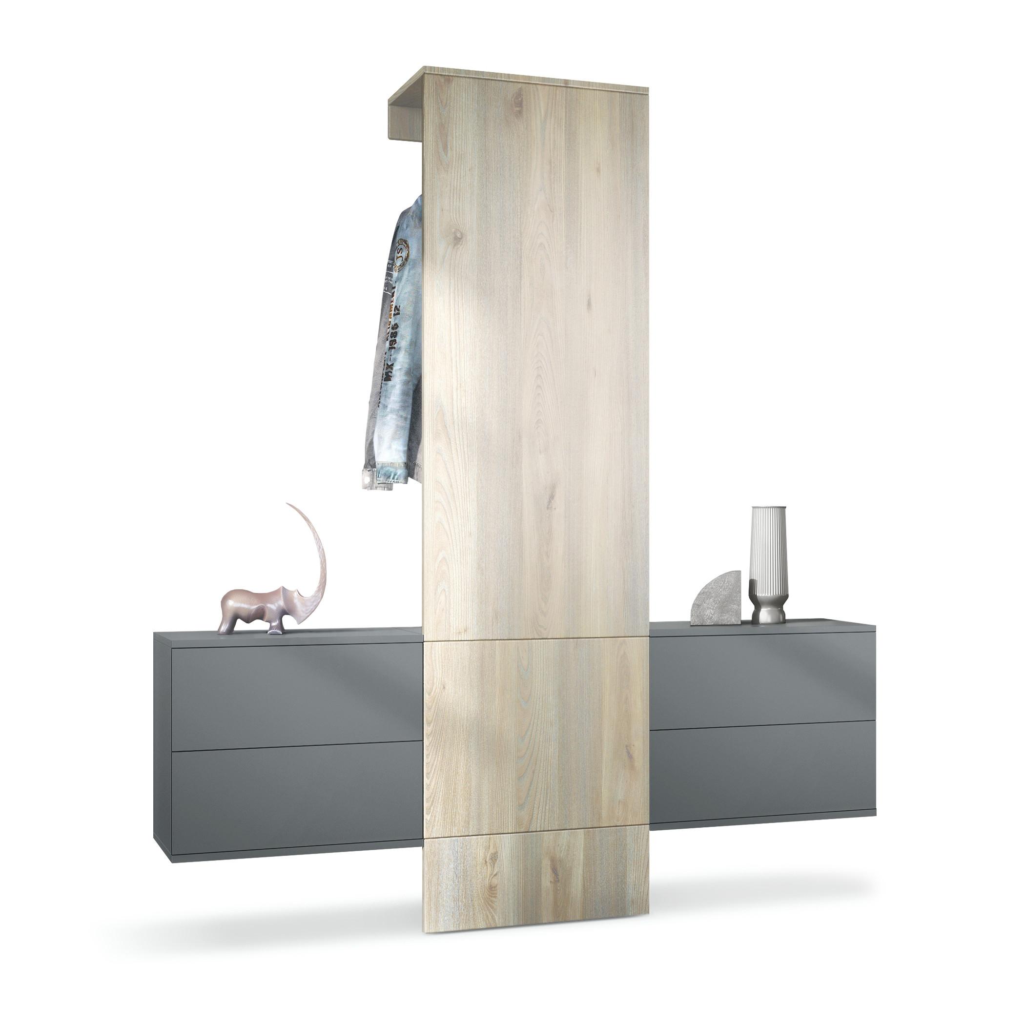 GARDEROBE Carlton Paneel in Eiche Nordic - Silbereichenfarben, Holzwerkstoff (157/193/35cm) - Vladon