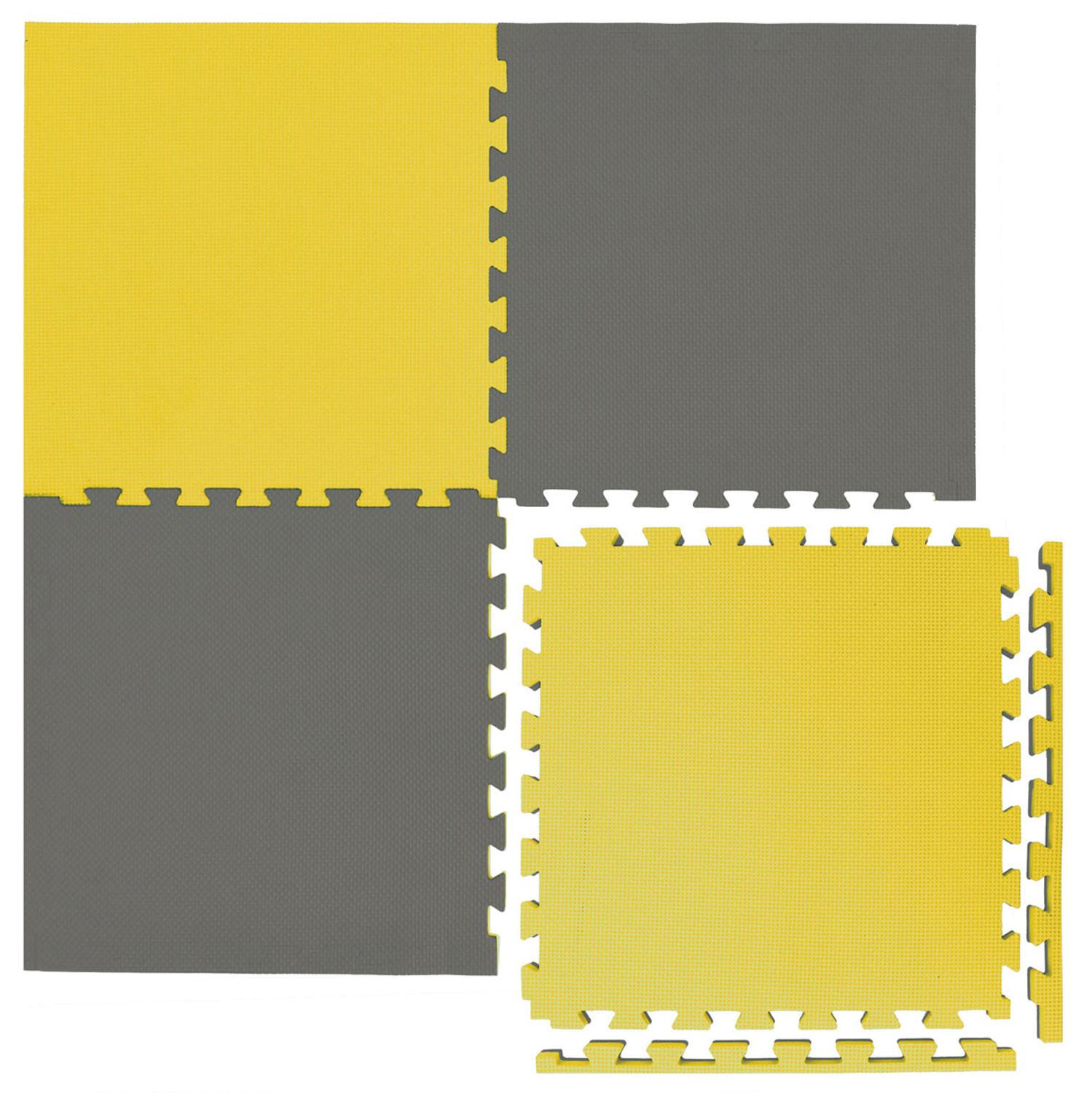 BODENSCHUTZMATTE, 50 x 50cm x 2cm, 4 er Set, Gelb Grau - Gelb, Kunststoff (50/50cm) - eyepower