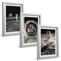 BILDER SET 3er Set - 20x30 cm Silberner Rahmen - NASA-Mondlandung - Silberfarben, Kunststoff (20/30cm) - TULUP