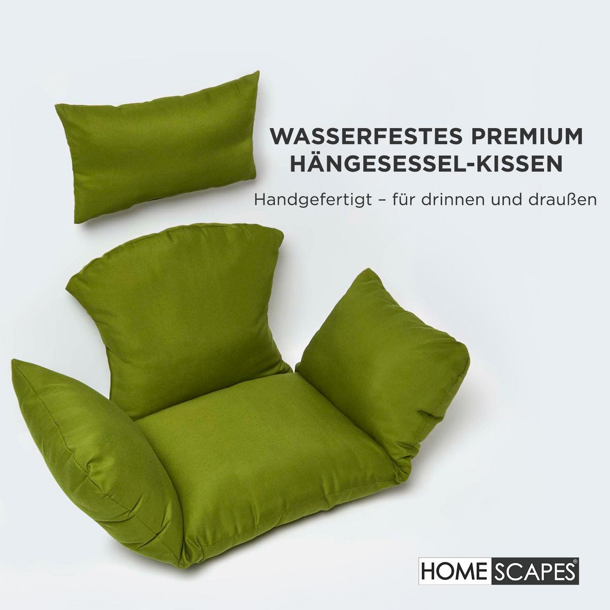 HÄNGESESSEL-KISSEN wetterfest mit Kopfstütze - Grün, Textil (110/15/112cm) - Homescapes