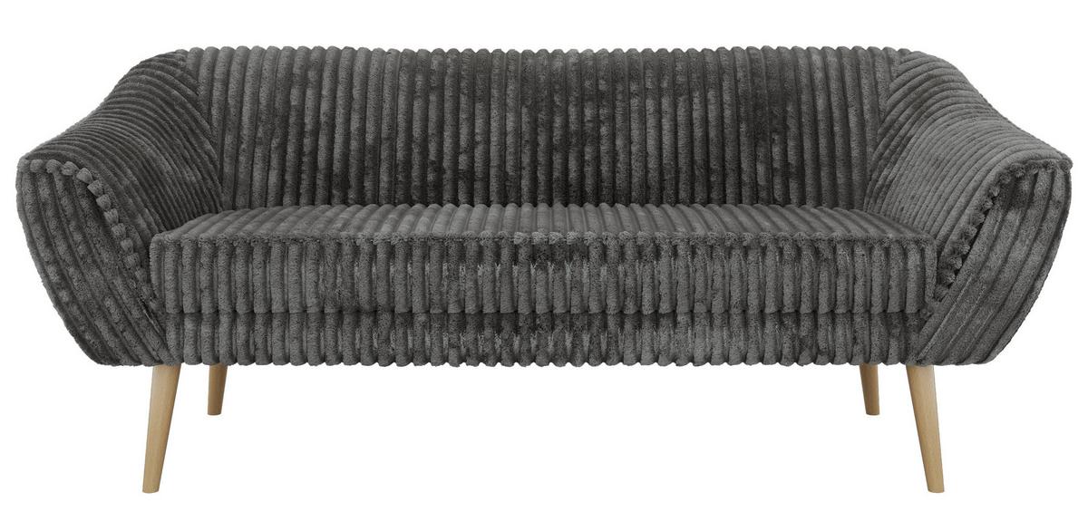 3-SITZER-SOFA PIRS - Grau Cord - Holzbeine - Buchefarben/Grau, Holzwerkstoff/Textil (180/75/74cm) - MKS