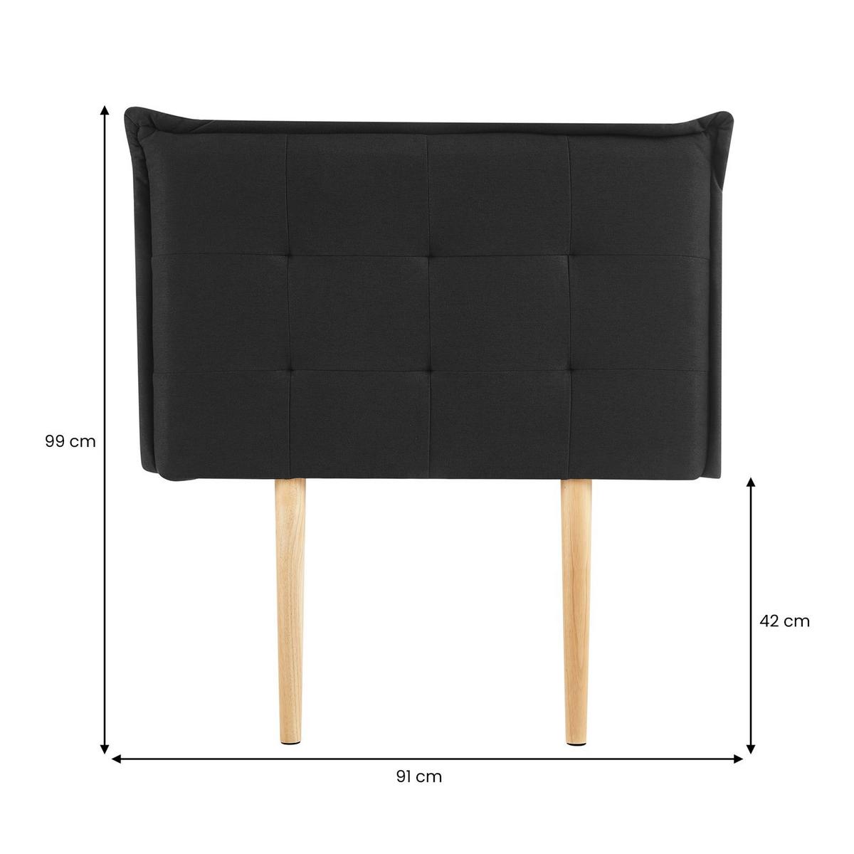 KOPFTEIL JALEYA 90x190 cm schwarz - Schwarz, Textil (91/99/7cm) - IDIMEX