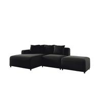 ECKSOFA Megan Xs In Stoff Salvador - Schwarz, Holzwerkstoff/Textil (304/165cm) - Fun Möbel